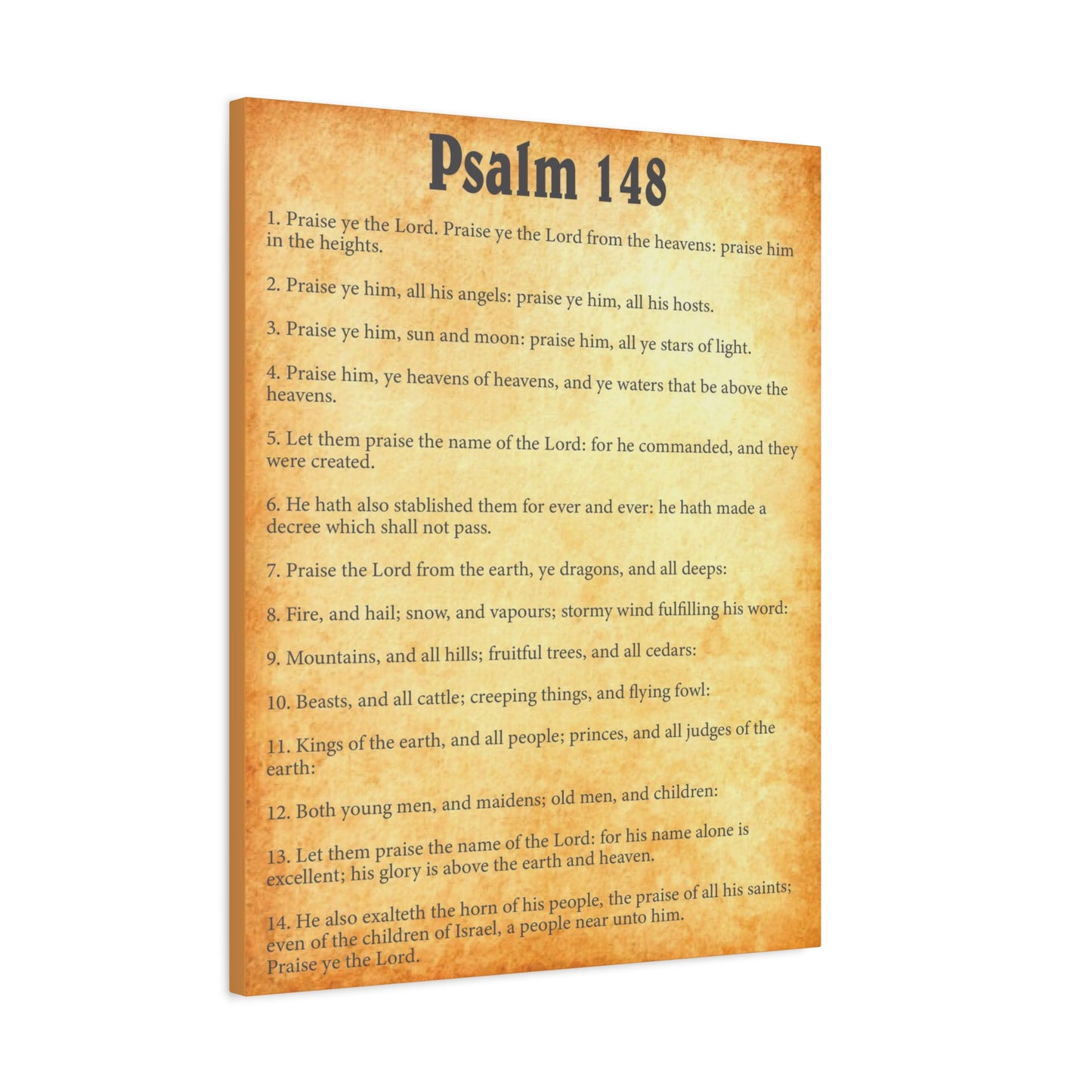 Scripture Walls Psalm 148 Gold Bible Verse Canvas Christian Wall Art Ready to Hang