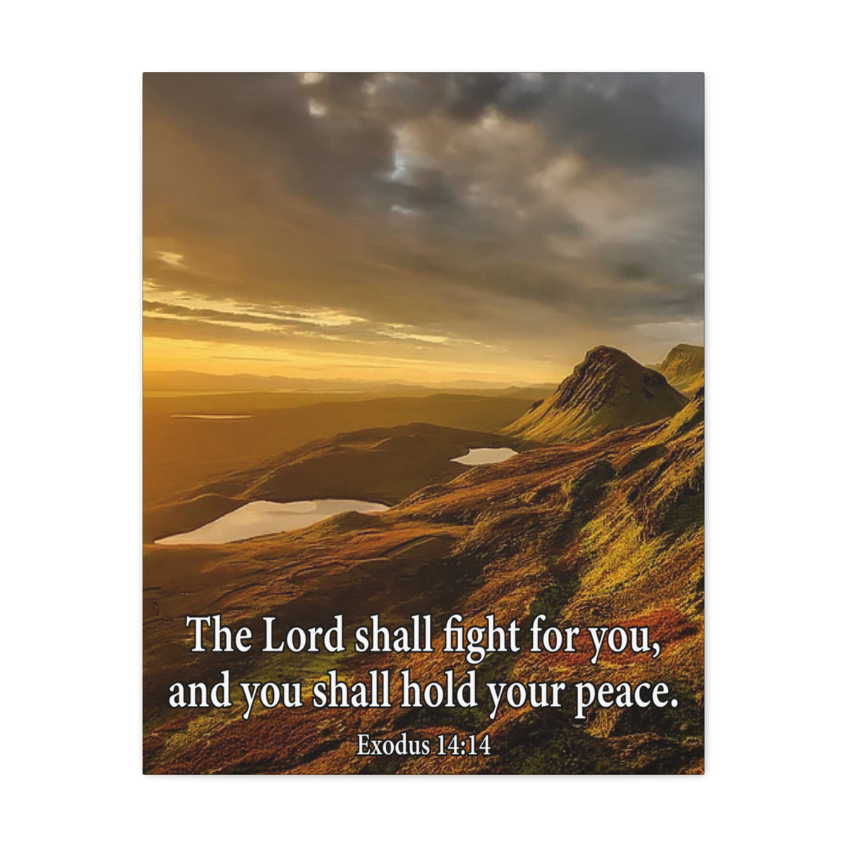 Scripture Canvas The Lord Shall Fight For You Romans 8:31 Christian Wall Art Bible Verse Print Ready to Hang