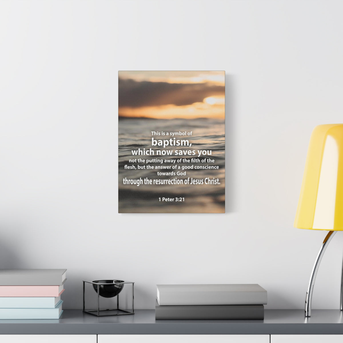 Scripture Canvas Baptism 1 Peter 3:21 Christian Wall Art Bible Verse Print Ready to Hang