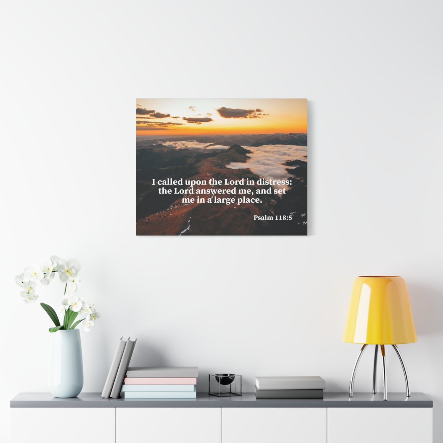 Bible Verse Canvas Called on the Lord Psalm 118:5 Wall Art Christian Home Decor
