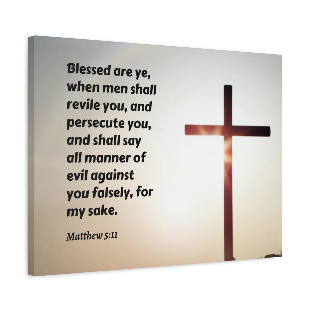 Scripture Canvas All Manner Matthew 5:11 Christian Wall Art Bible Verse Print Ready to Hang