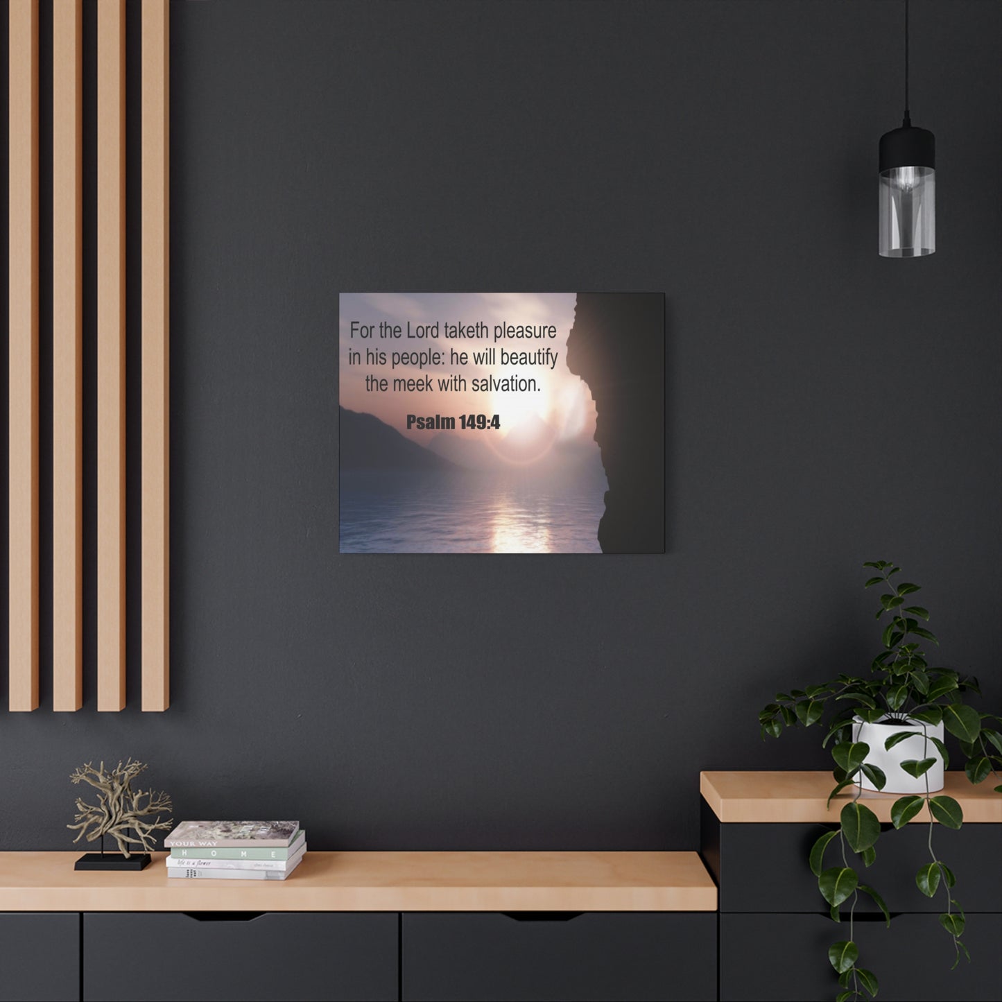Scripture Canvas Beutify the Meek Psalm 149:4 Christian Wall Art Bible Verse Print Ready to Hang