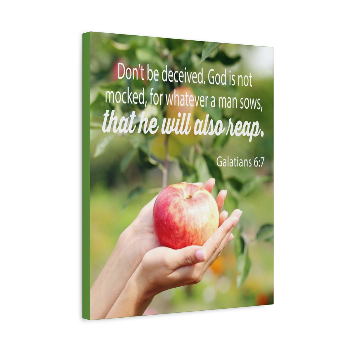 Scripture Canvas Man Reaps What He Sows Galatians 6:7 Christian Wall Art Bible Verse Print Ready to Hang