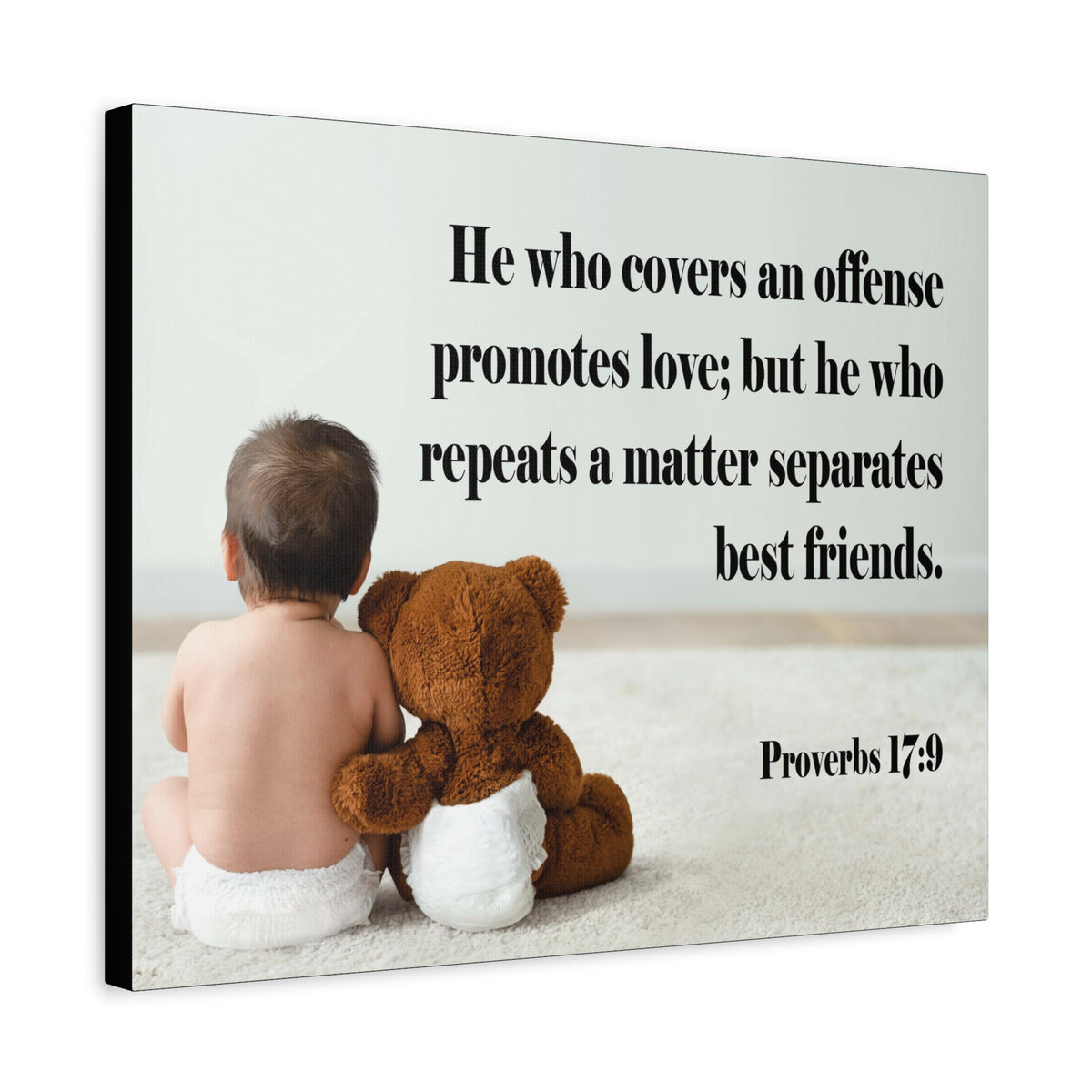 Scripture Canvas Best Friends Proverbs 17:9 Christian Wall Art Bible Verse Print Ready to Hang