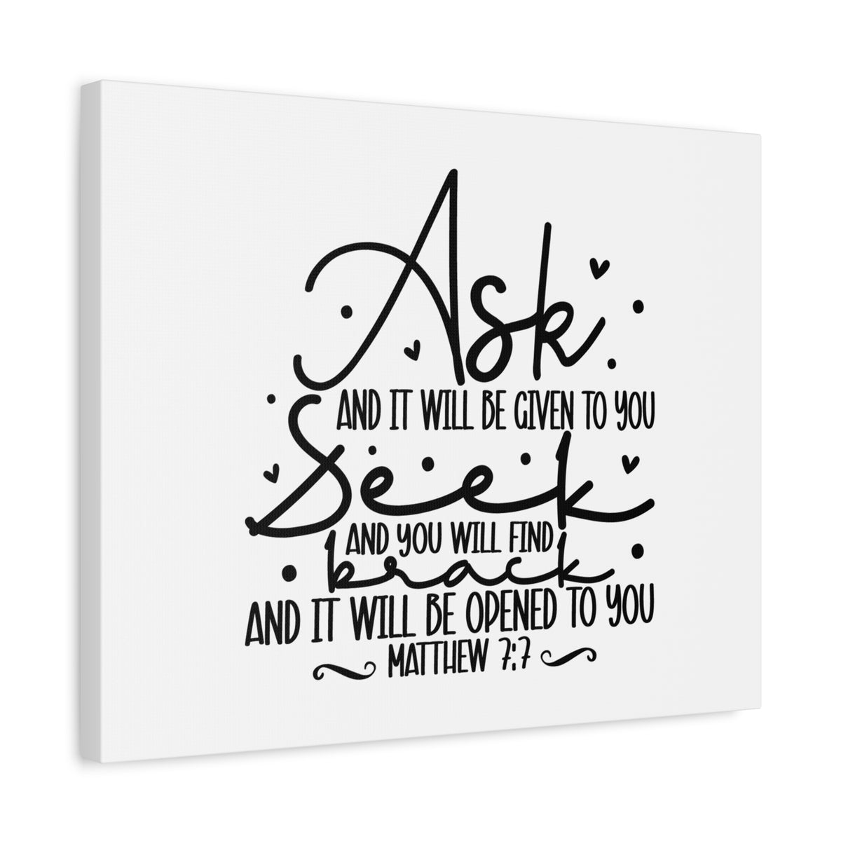 Scripture Canvas Opened To You Matthew 7:7 Christian Wall Art Bible Verse Print Ready to Hang