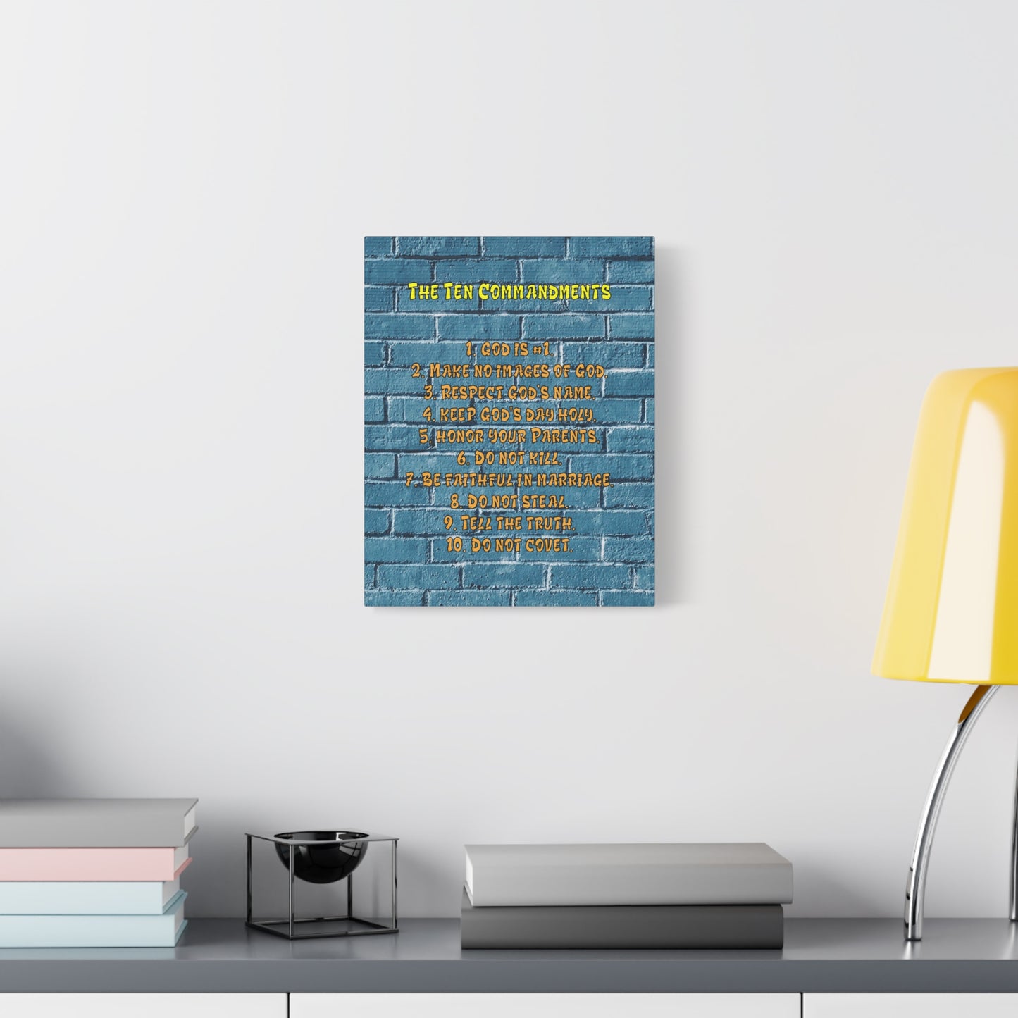 Scripture Canvas 10 Commandments For Kids Brick Wall Christian Wall Art Print Ready to Hang