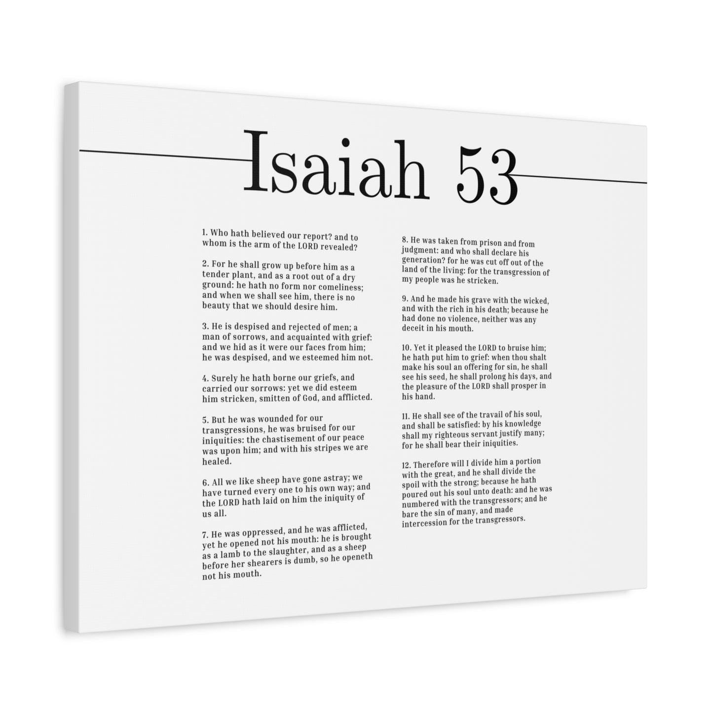 Scripture Canvas Prophecy Of Jesus White Isaiah 53 Christian Wall Art Bible Verse Print Ready to Hang
