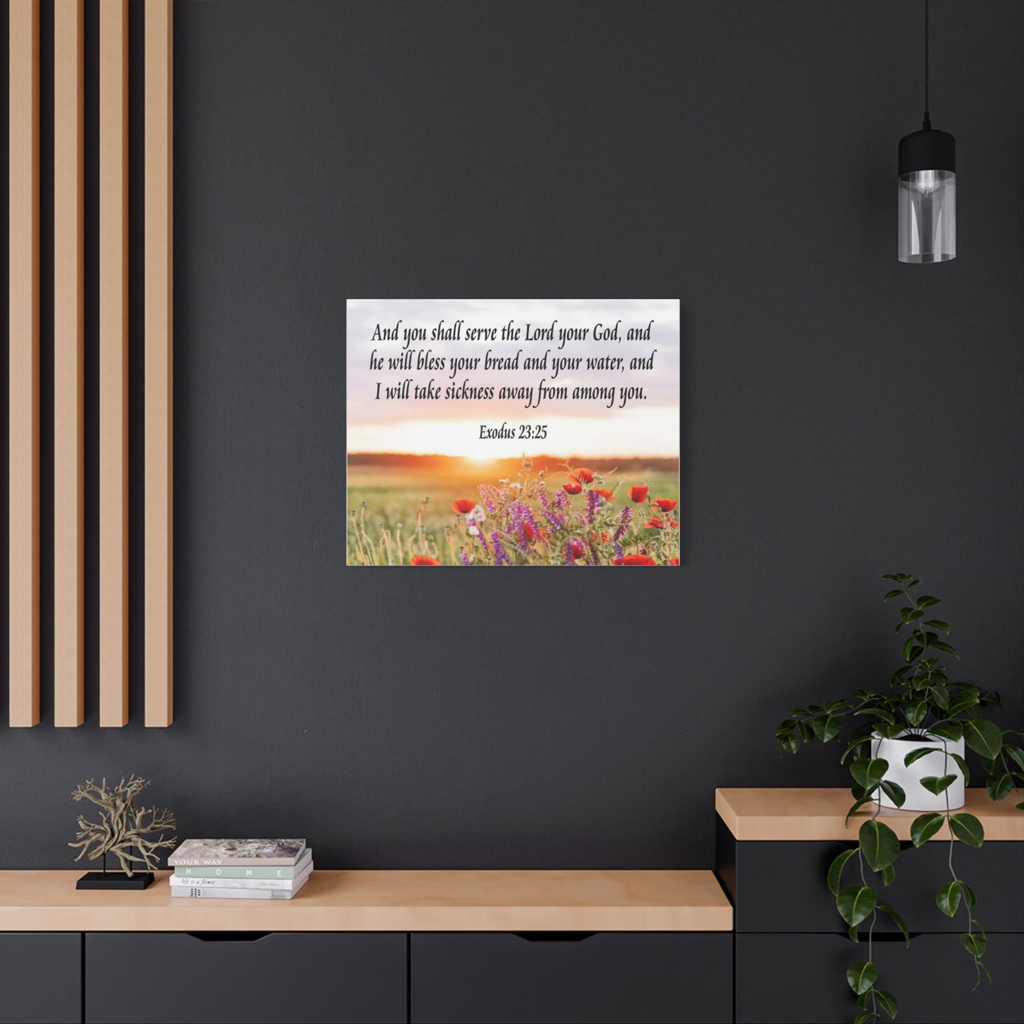 Bible Verse Canvas And You Shall Serve the Lord Exodus 23:25 Scripture Wall Art Christian Home Decor