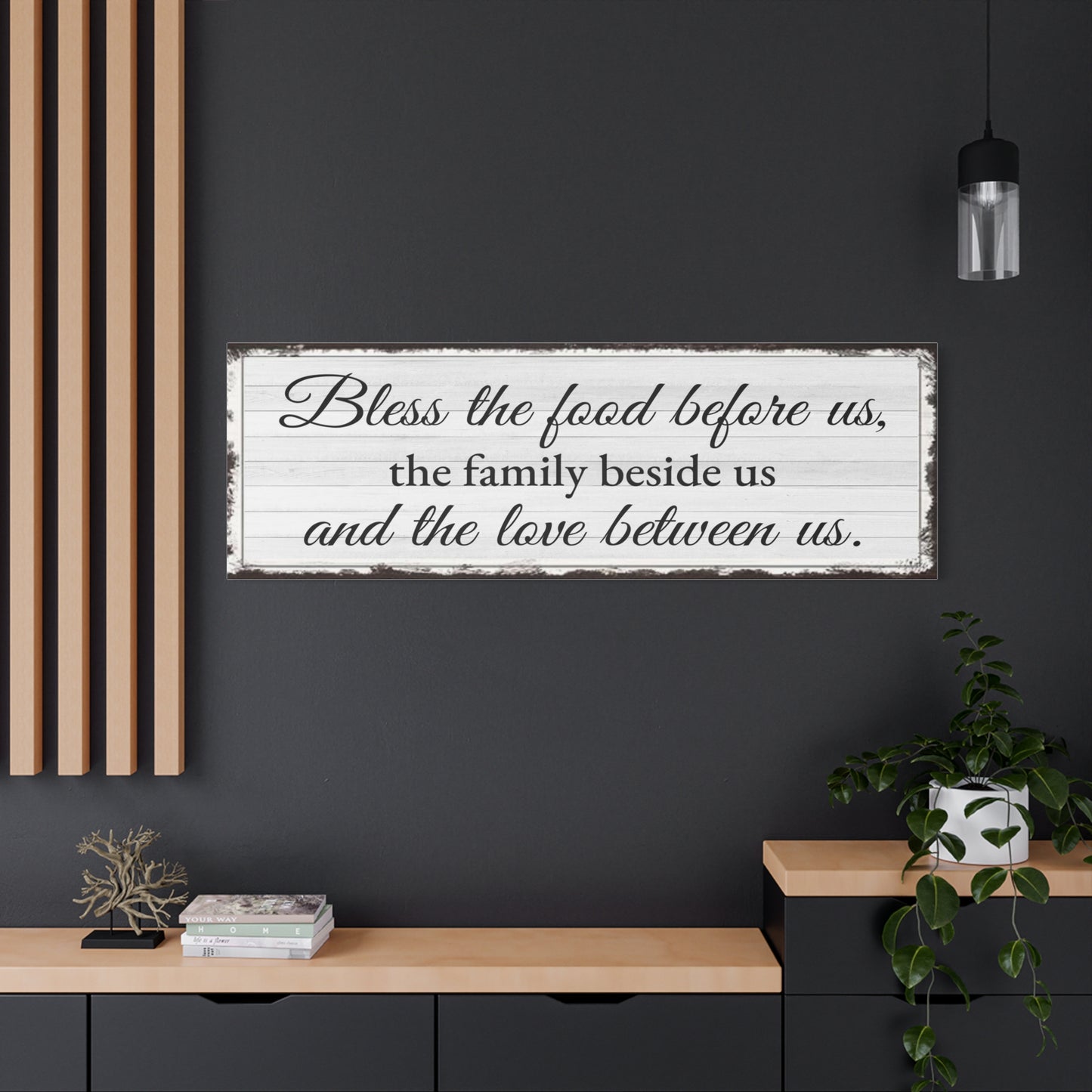 Scripture Walls Bless The Food White Bible Verse Canvas Christian Wall Art Ready to Hang Unframed