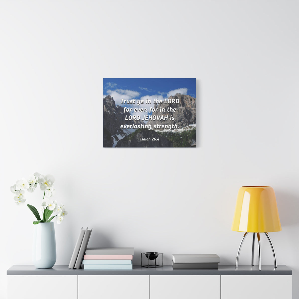 Scripture Canvas Everlasting Strength Isaiah 26:4 Christian Wall Art Bible Verse Print Ready to Hang