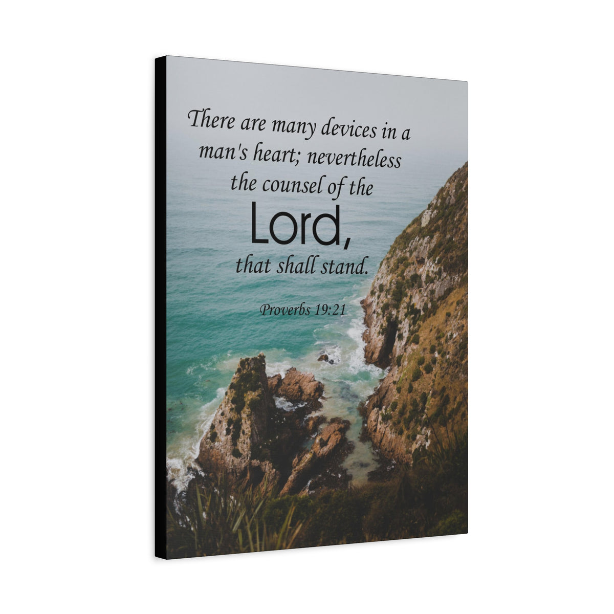Scripture Canvas The Counsel of The Lord Proverbs 19:21 Christian Wall Art Bible Verse Print Ready to Hang