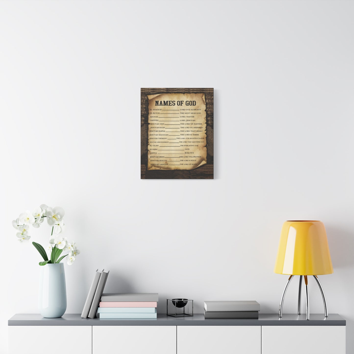Scripture Canvas Names of God Christian Wall Art Bible Verse Print Ready to Hang