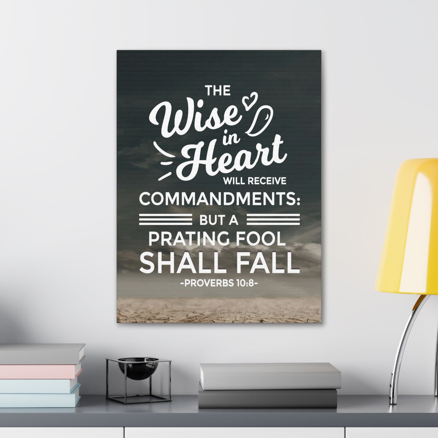 The Wise in Heart Proverbs 10:8 Christian Wall Art Bible Verse Print Ready to Hang
