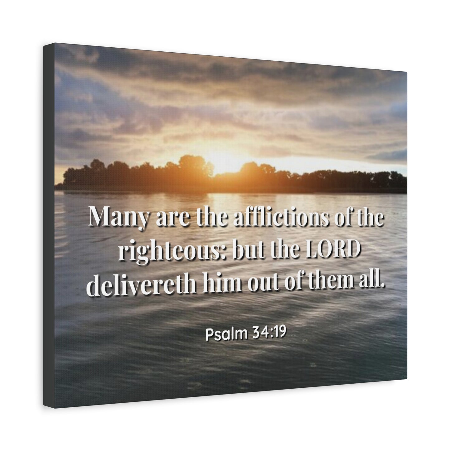 Scripture Canvas The Afflictions Psalm 34:19 Christian Wall Art Bible Verse Print Ready to Hang