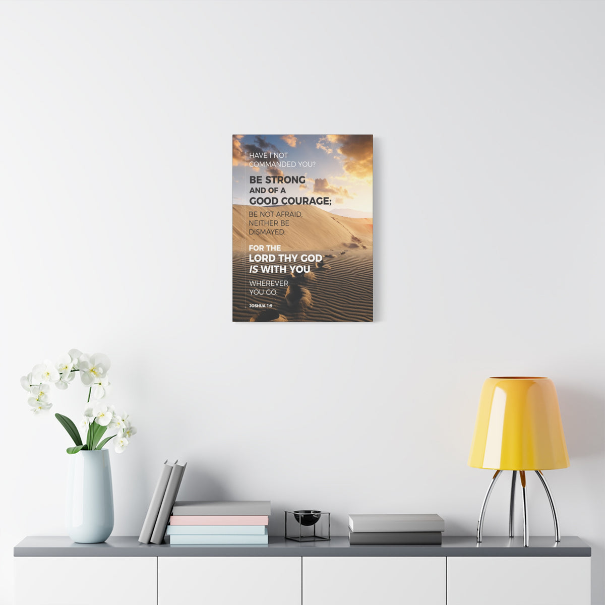 Scripture Canvas Wherever You Go Joshua 1:9 Dessert Christian Wall Art Bible Verse Print Ready to Hang