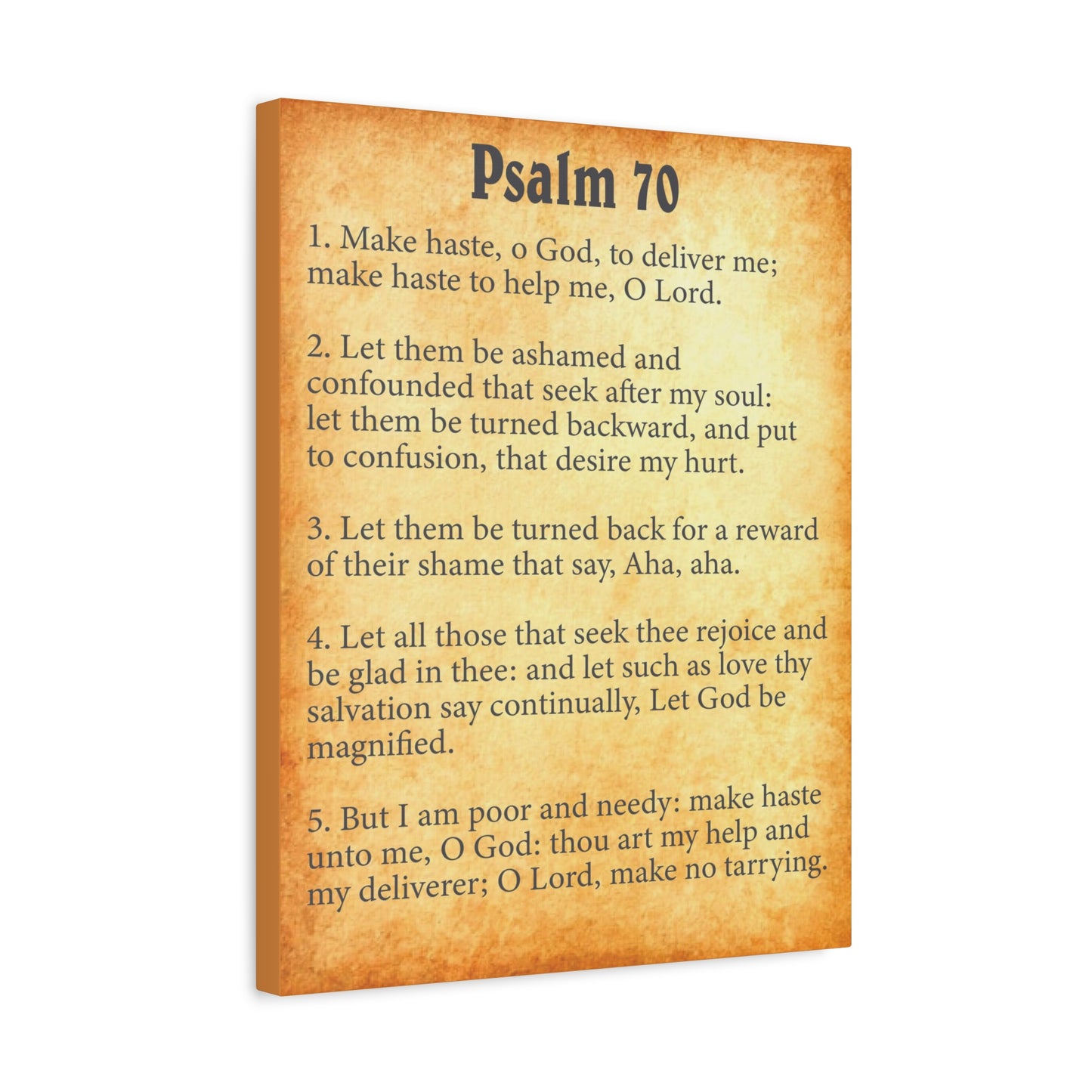 Scripture Walls Psalm 70 Gold Bible Chapter Canvas Christian Wall Art Ready to Hang