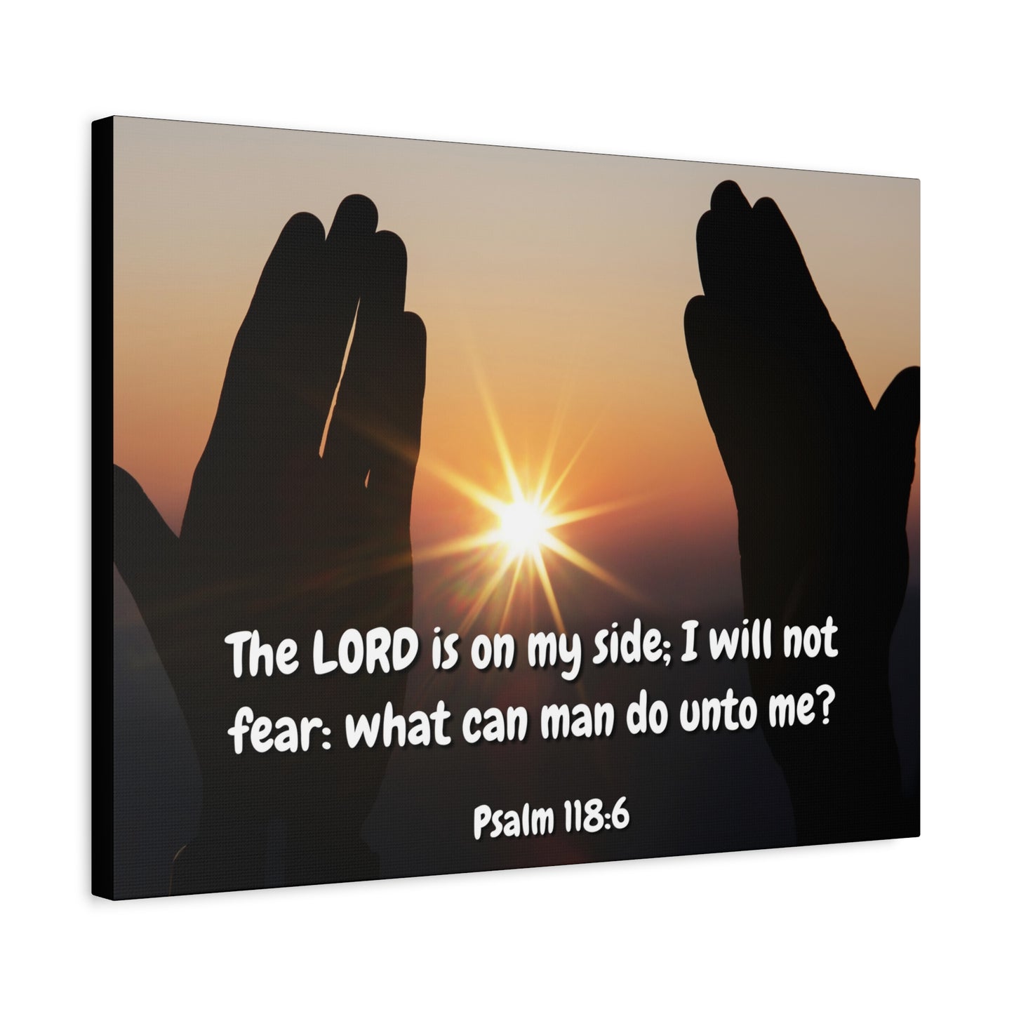 Scripture Canvas God Is On My Side Psalm 118:6 Christian Wall Art Bible Verse Print Ready to Hang