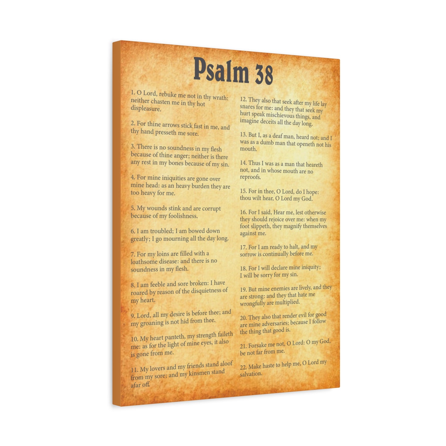 Scripture Walls Psalm 38 Gold Bible Chapter Canvas Christian Wall Art Ready to Hang