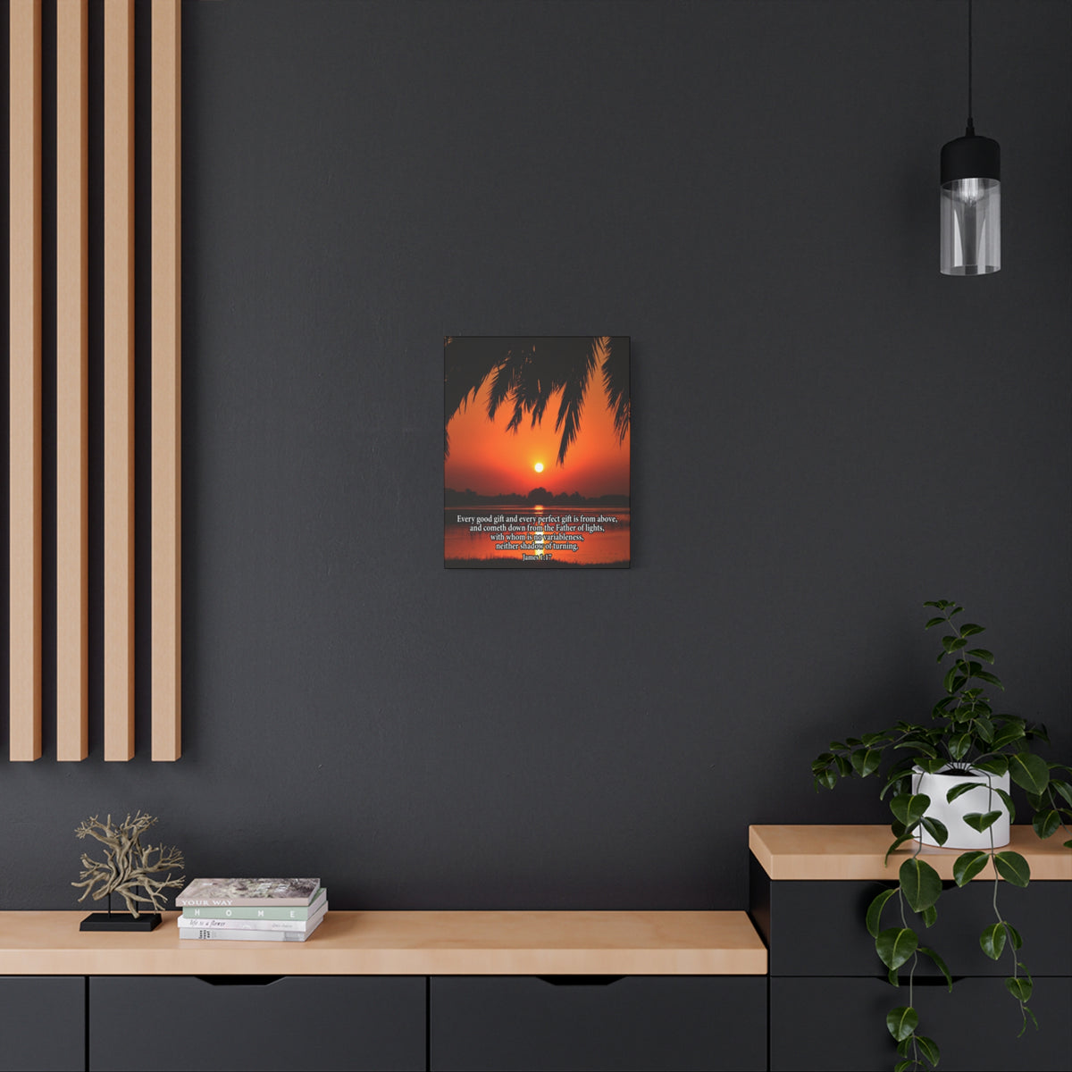 Scripture Canvas Every Perfect Gift is From Above James 1:17 Christian Wall Art Bible Verse Print Ready to Hang