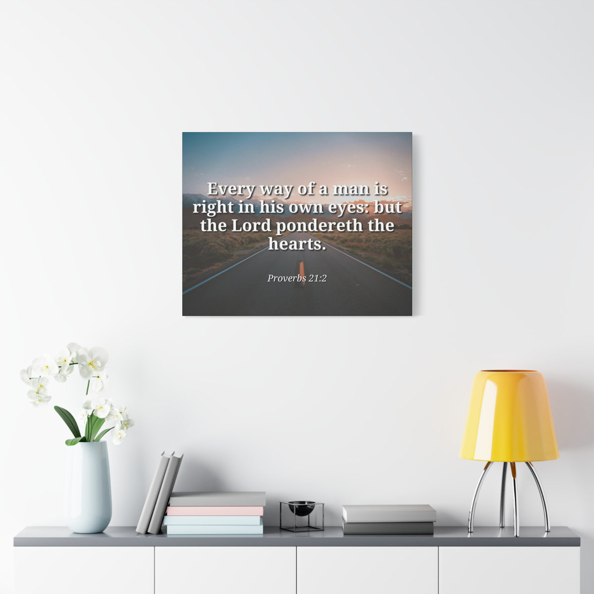 Scripture Canvas The Hearts Proverbs 21:2 Christian Wall Art Bible Verse Print Ready to Hang