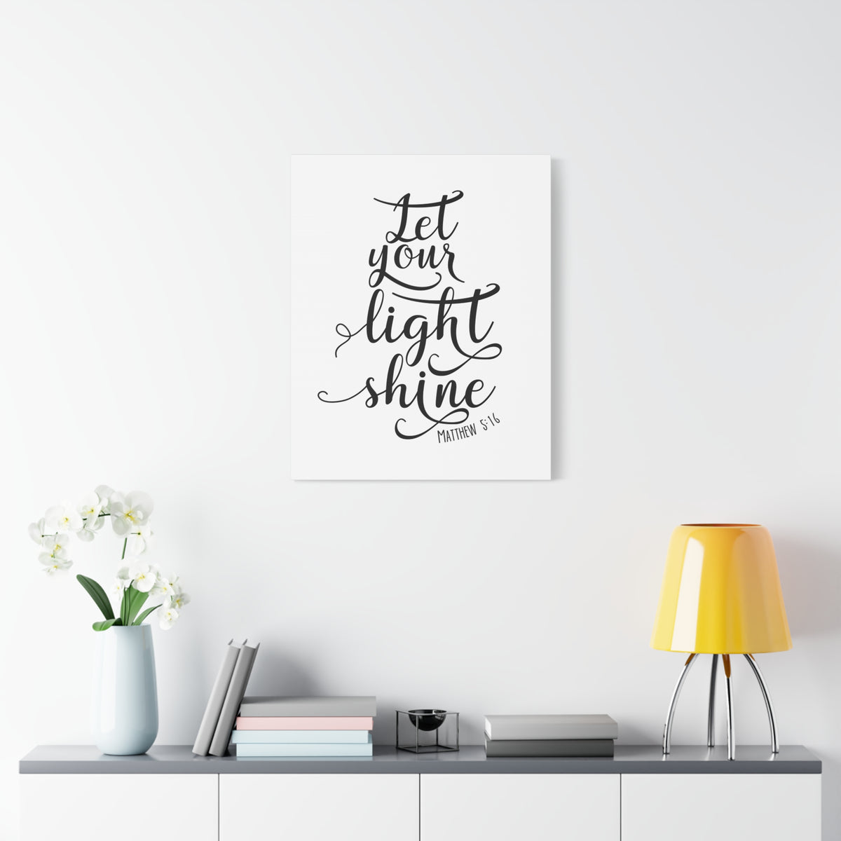 Scripture Canvas Light Shine Matthew 5:16 Christian Wall Art Bible Verse Print Ready to Hang