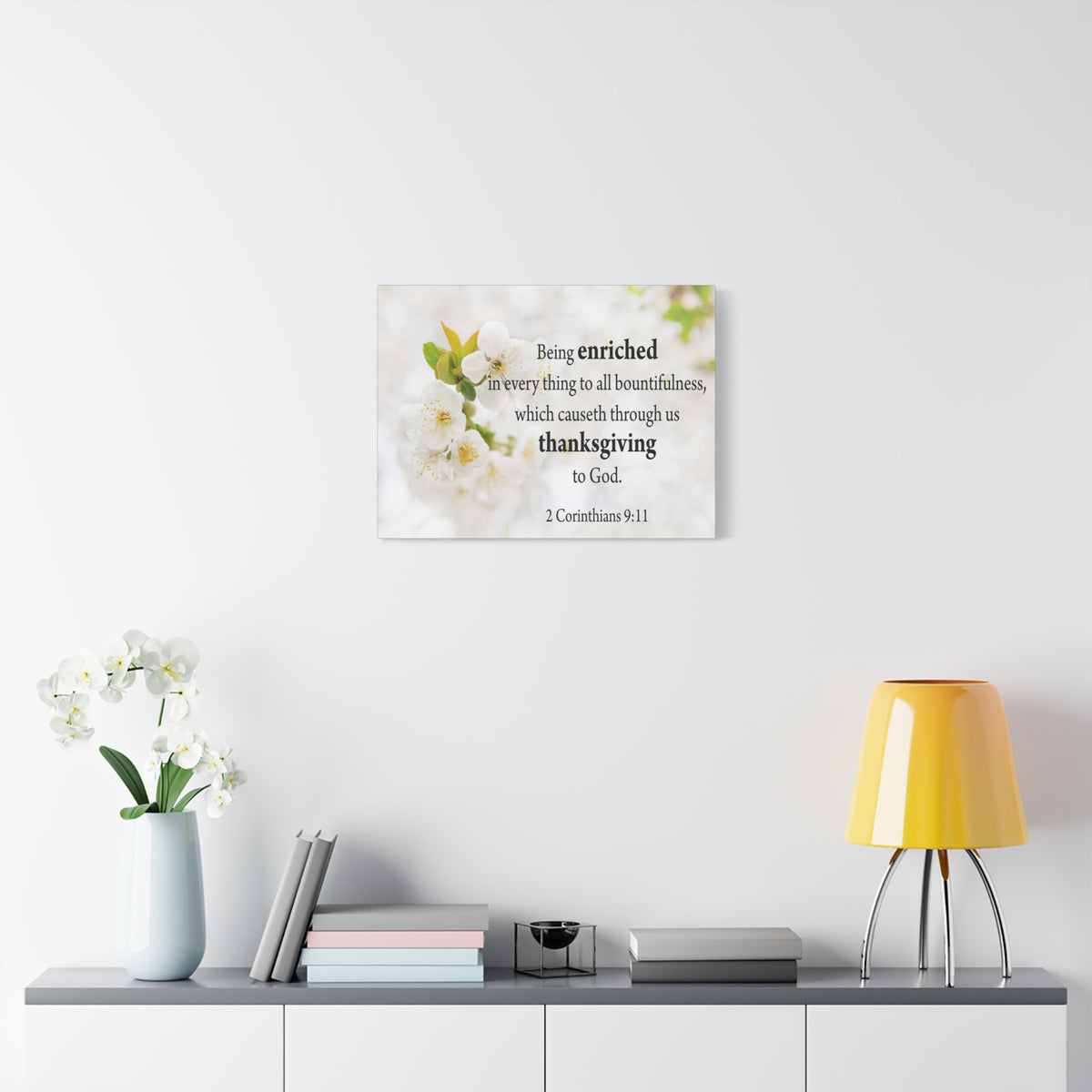 Scripture Canvas Thanksgiving to God 2 Corinthians 9:11 Christian Wall Art Bible Verse Print Ready to Hang