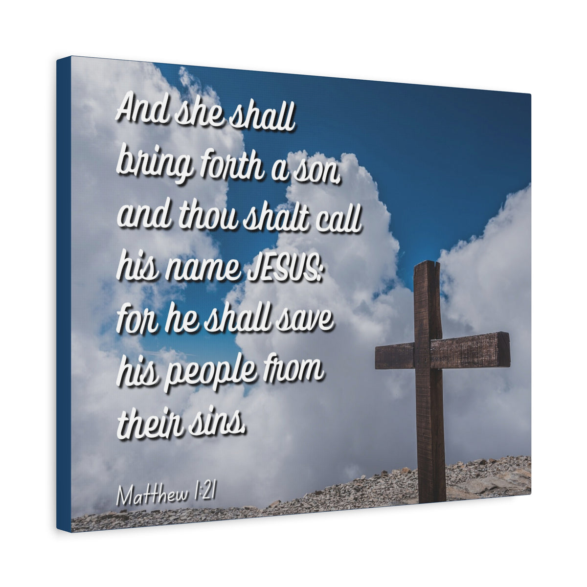 Scripture Canvas Save His People Matthew 1:21 Christian Wall Art Bible Verse Print Ready to Hang