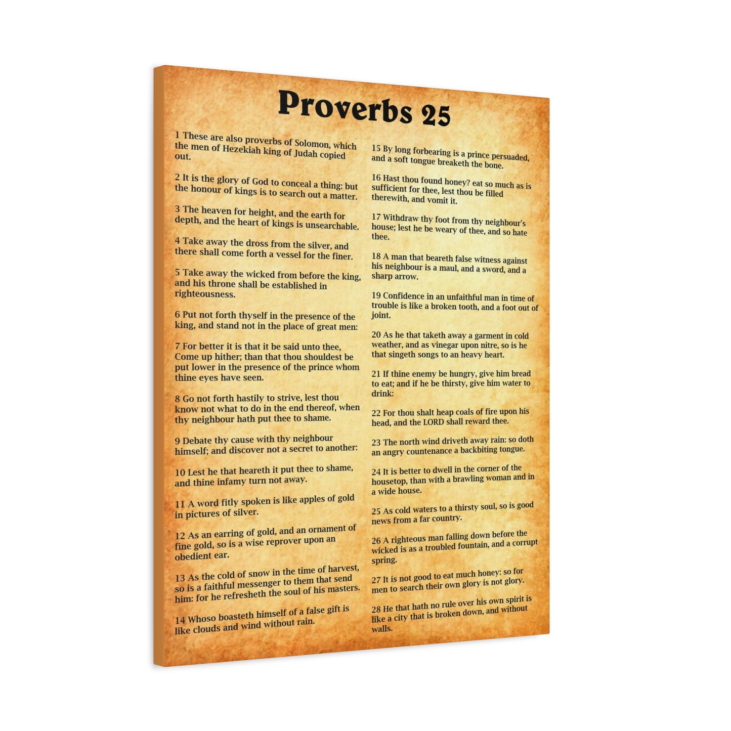 Scripture Walls Proverbs Chapter 25 Gold Bible Canvas Christian Wall Art Ready to Hang Unframed