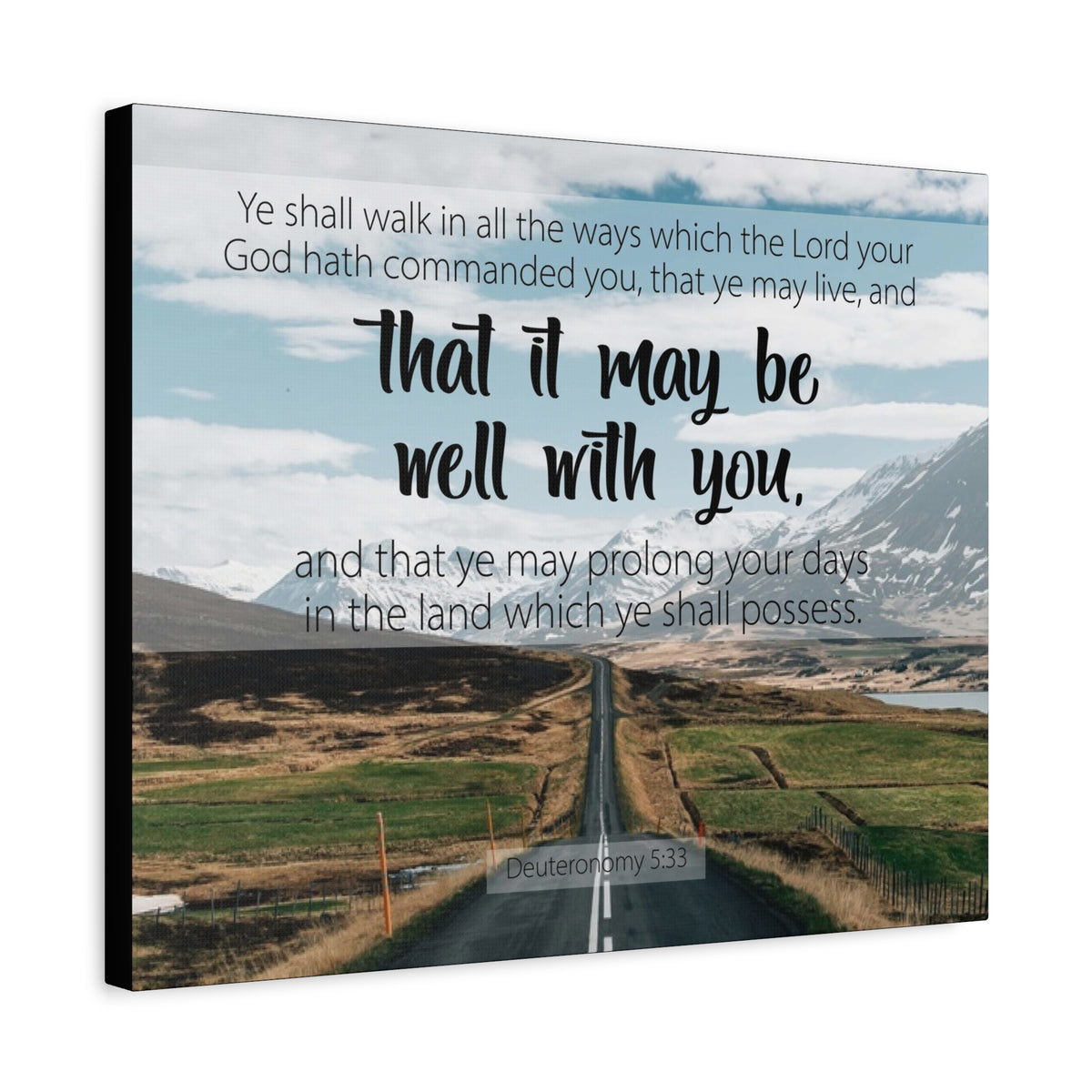 Scripture Canvas That It May Be Well With You Deuteronomy 5:33 Christian Wall Art Bible Verse Print Ready to Hang