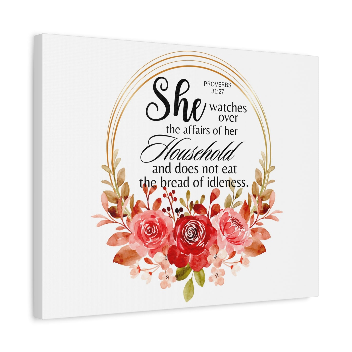 Scripture Walls Proverbs 31:27 She Watches Over Her Household Bible Verse Canvas Christian Wall Art Ready to Hang Unframed