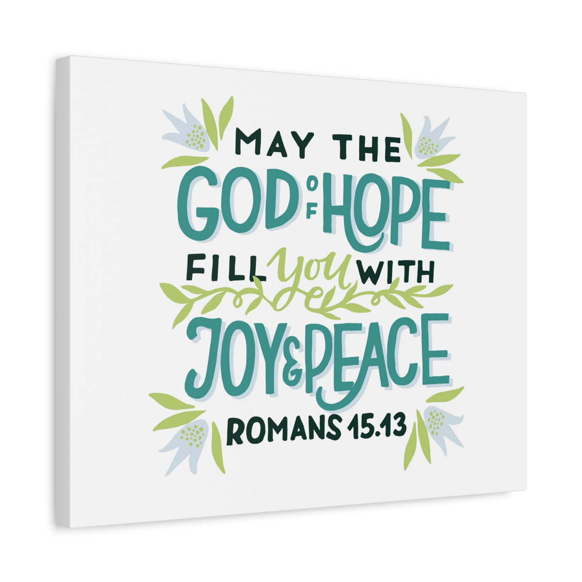 Scripture Canvas God Of Hope Romans 45:43 Christian Wall Art Bible Verse Print Ready to Hang
