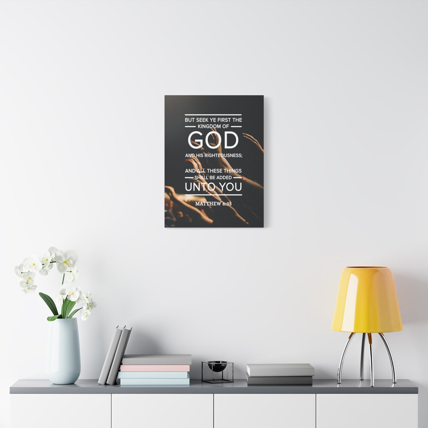 Scripture Canvas Kingdom of God Matthew 6:33 Christian Wall Art Bible Verse Print Ready to Hang