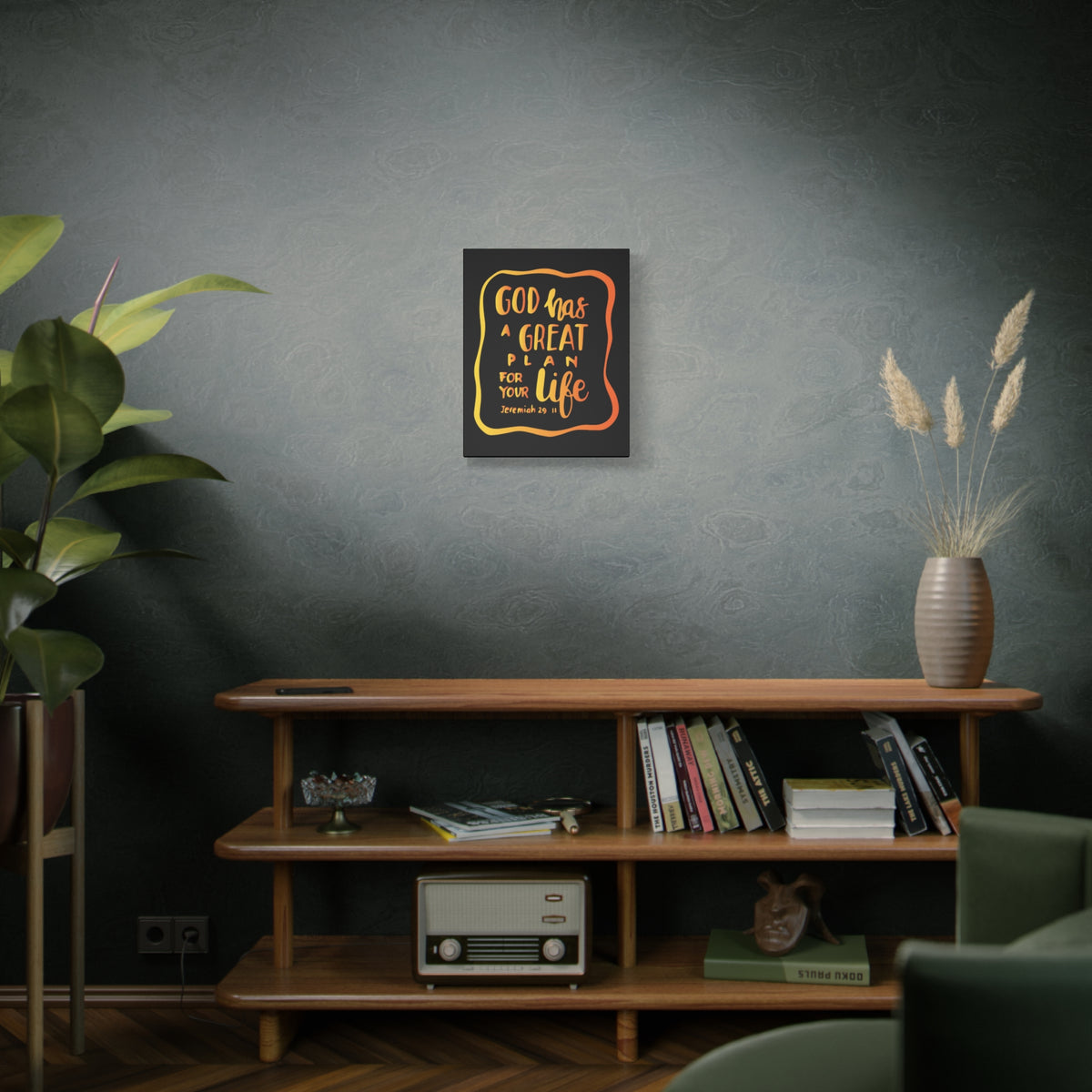 Scripture Canvas A Great Plan Jeremiah 29:11 Black Christian Wall Art Bible Verse Print Ready to Hang