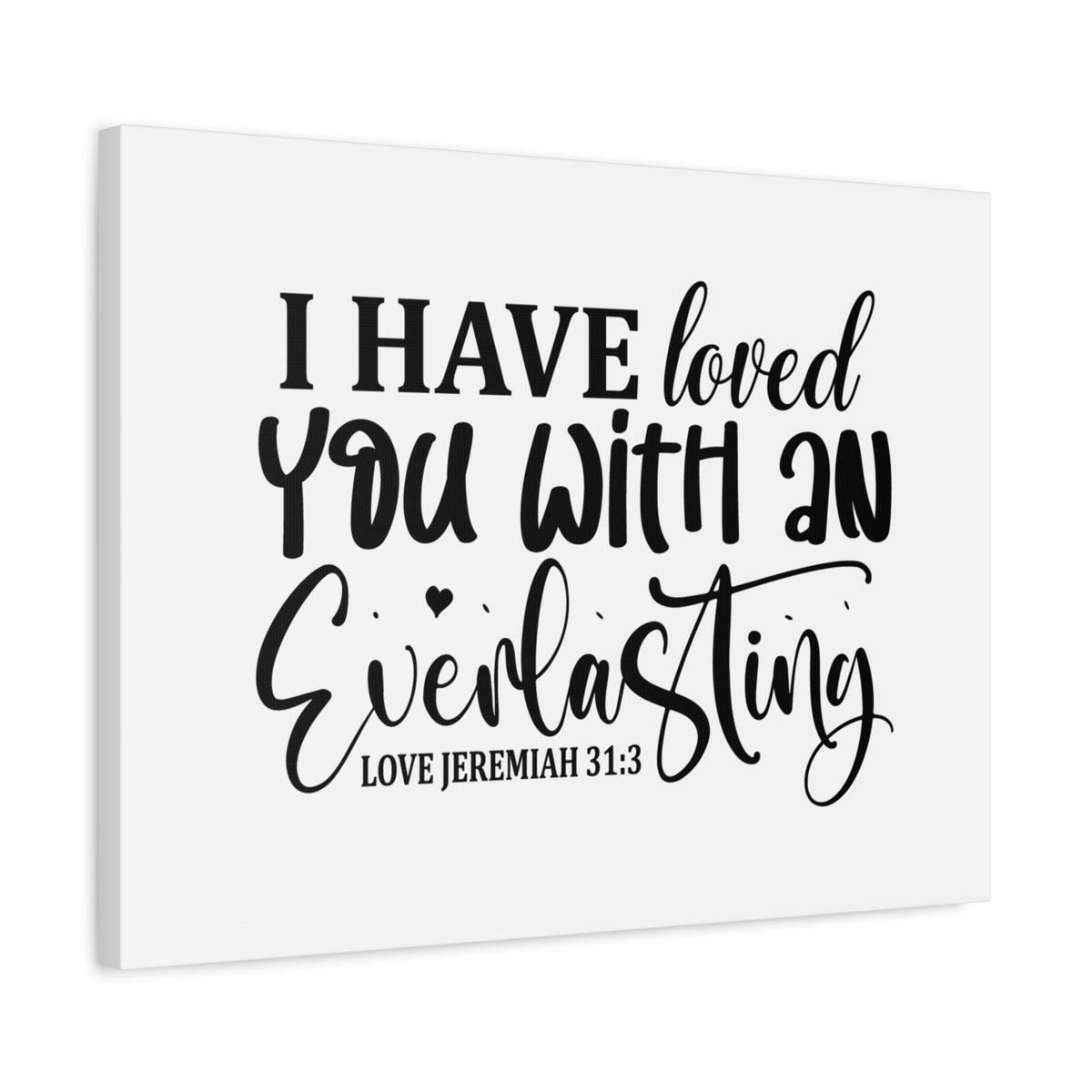 Scripture Canvas Everlasting Love Jeremiah 31:3 Christian Wall Art Bible Verse Print Ready to Hang