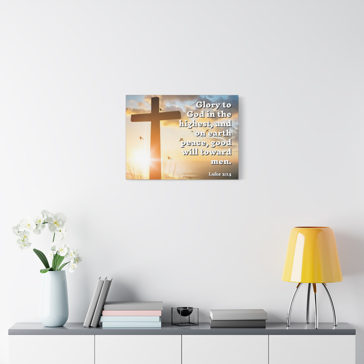 Scripture Canvas Glory To God Luke 2:14 Christian Wall Art Bible Verse Print Ready to Hang
