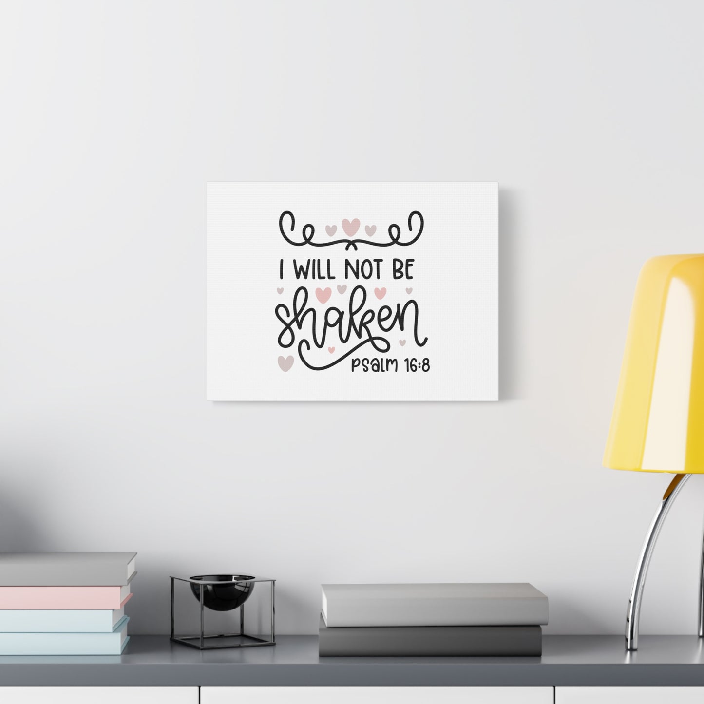 Scripture Canvas I Will Not Be Shaken Psalm 16:8 Christian Wall Art Bible Verse Print Ready to Hang