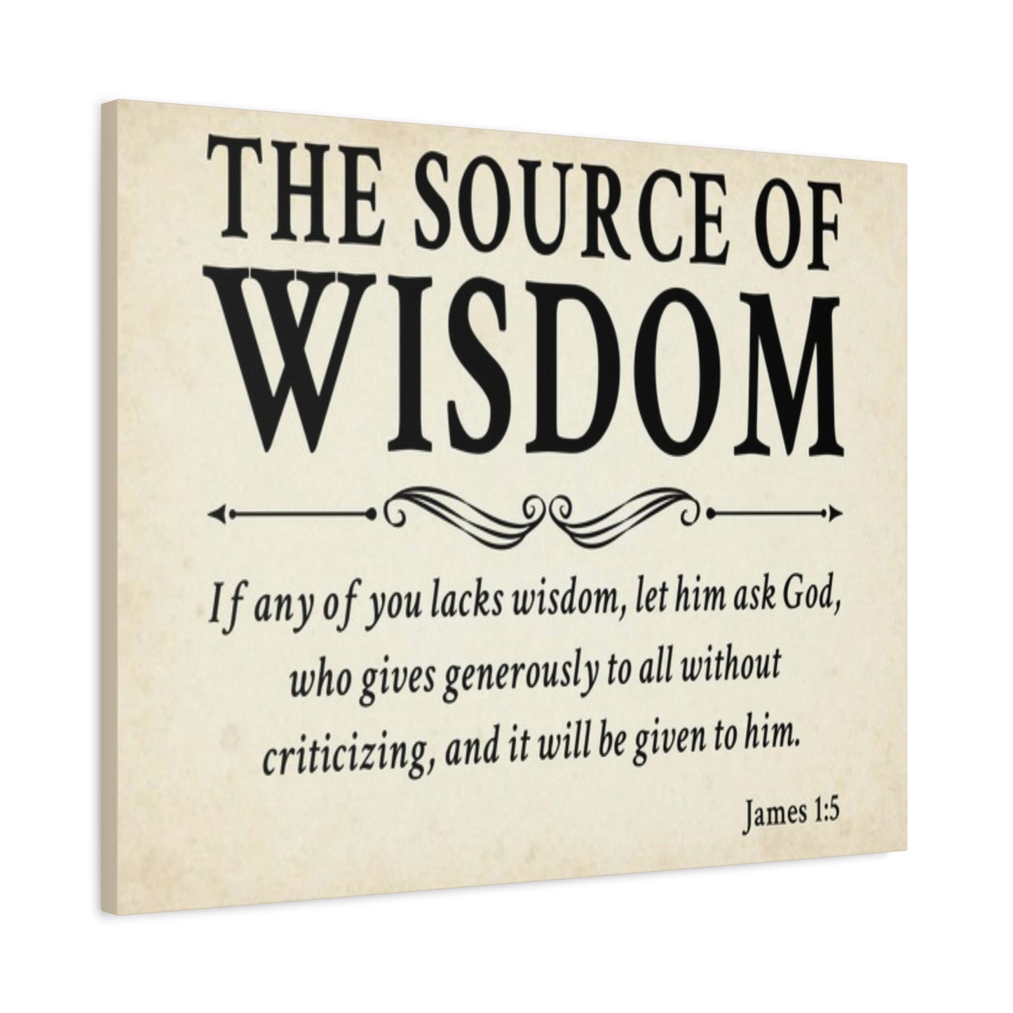 Scripture Walls James 1:5 The Source of Wisdom White Bible Verse Canvas Christian Wall Art Ready to Hang Unframed