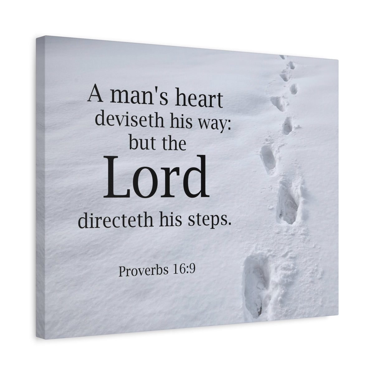 Scripture Canvas The Lord Directeth Steps Proverbs 16:9 Christian Wall Art Bible Verse Print Ready to Hang