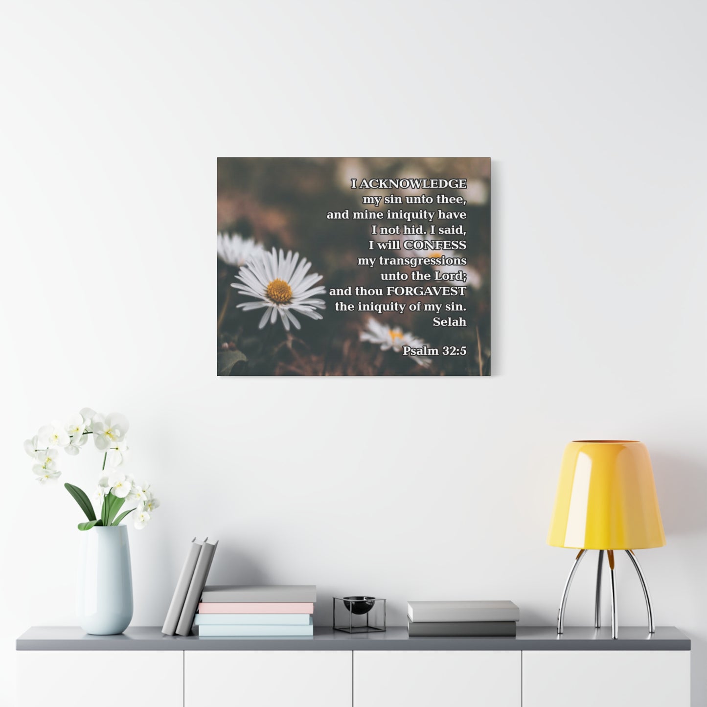 Bible Verse Canvas Acknowledge and Confess Unto the Lord Psalm 32:5 Wall Art Christian Home Decor