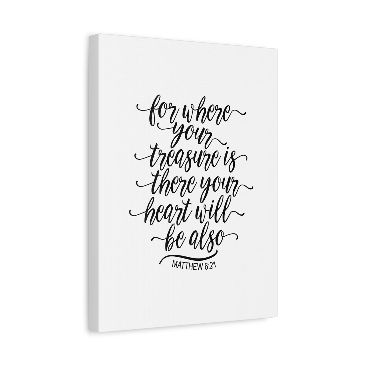 Scripture Canvas Your Heart Matthew 6:21 Christian Wall Art Bible Verse Print Ready to Hang