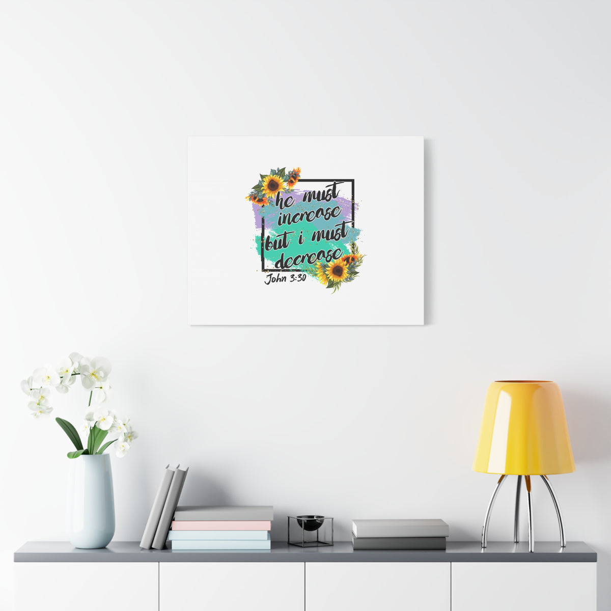 Scripture Canvas He Must Increase John 3:30 Christian Wall Art Bible Verse Print Ready to Hang