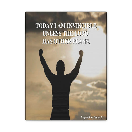 Today I Am Invincible Canvas Psalm 91 Bible Verse Canvas Christian Wall Art Ready to Hang