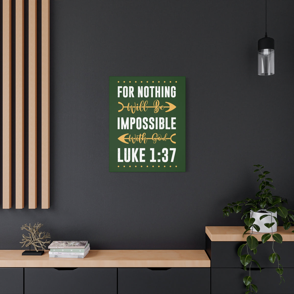 Scripture Canvas Nothing Impossible Luke 1:37 Christian Wall Art Bible Verse Print Ready to Hang