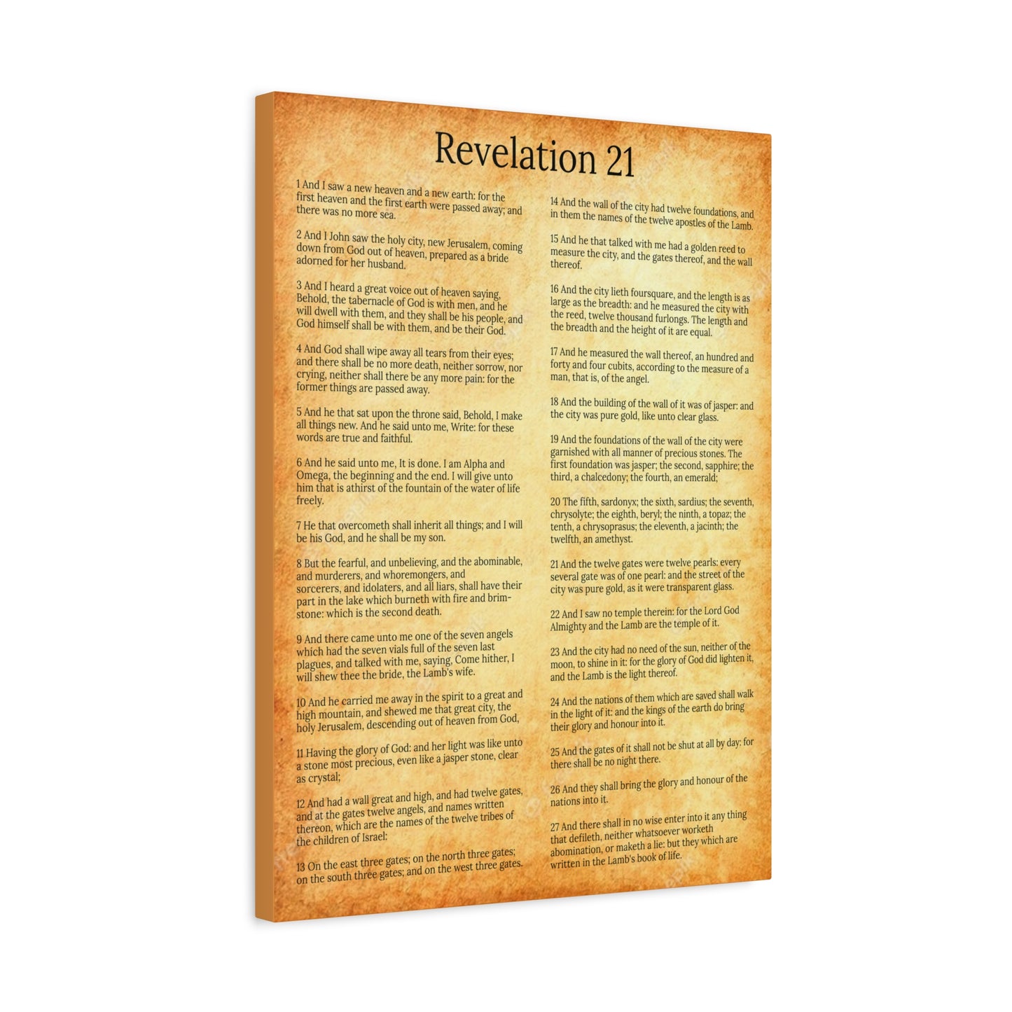 Scripture Walls New Heaven and New Earth Revelation 21 Gold Chapter Christian Wall Art Print Ready to Hang Unframed