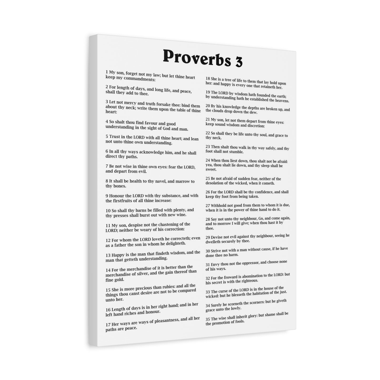 Scripture Walls Proverbs Chapter 3 White Bible Canvas Christian Wall Art Ready to Hang Unframed