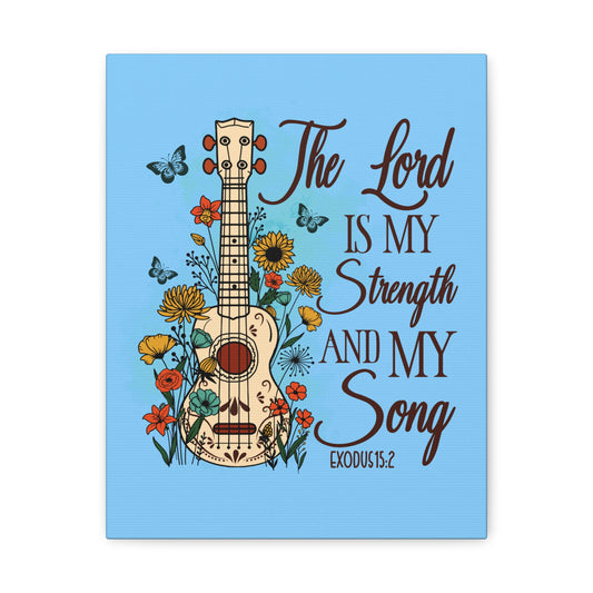 The Lord Exodus 15:2 Guitar Flower Christian Wall Art Bible Verse Print Ready to Hang