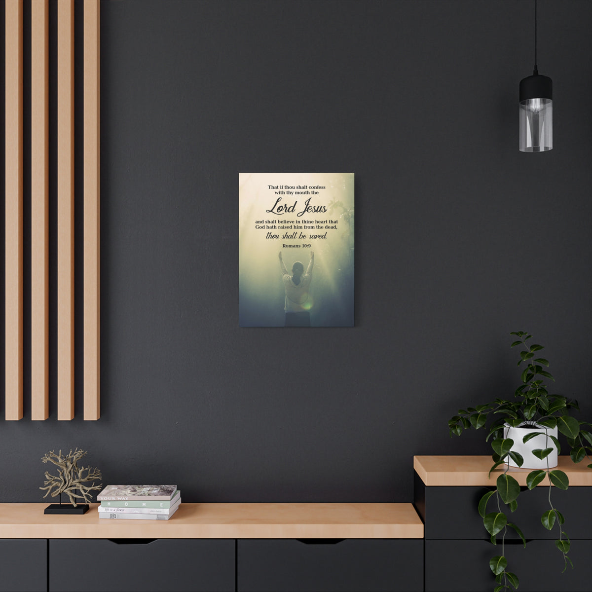 Scripture Canvas Confess With Your Mouth Romans 10:9 Christian Wall Art Bible Verse Print Ready to Hang