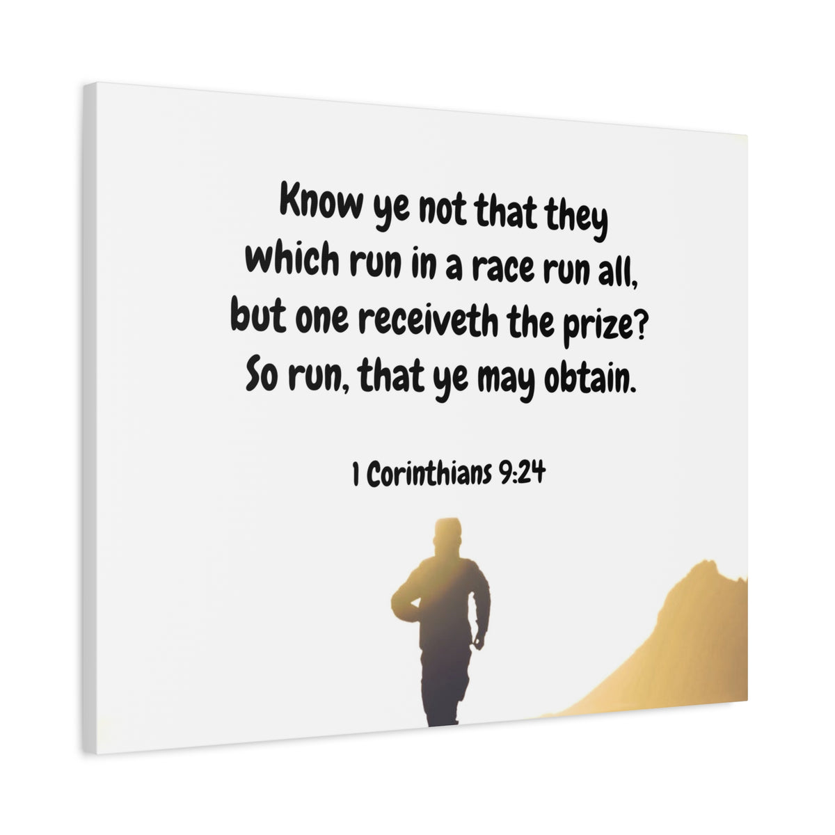 Scripture Canvas Obtain 1 Corinthians 9:24 Christian Wall Art Bible Verse Print Ready to Hang