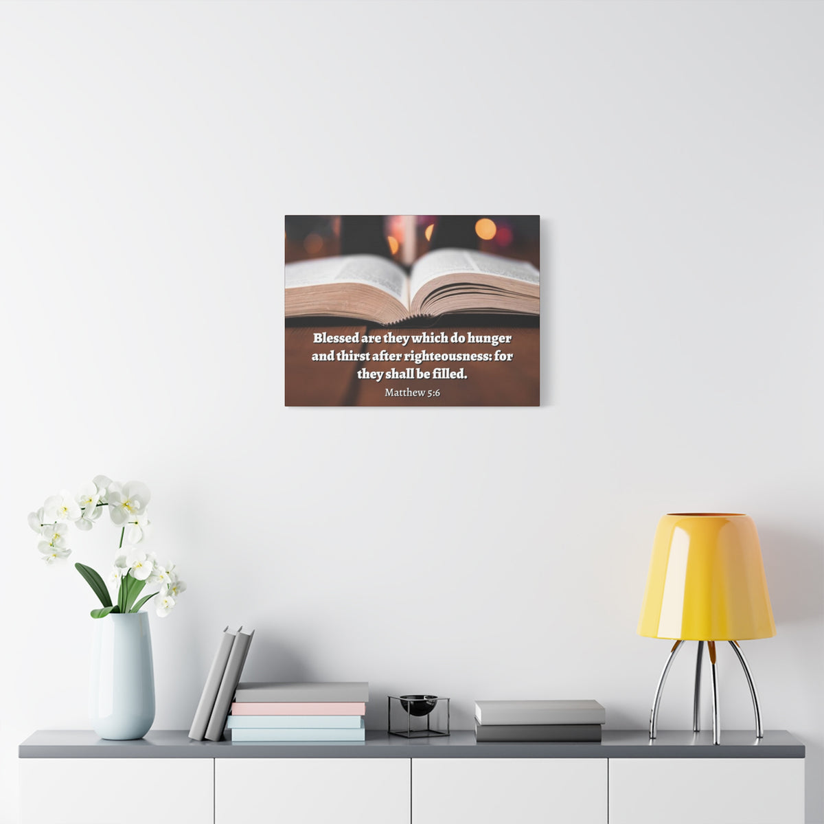 Scripture Canvas Be Filled Matthew 5:6 Christian Wall Art Bible Verse Print Ready to Hang