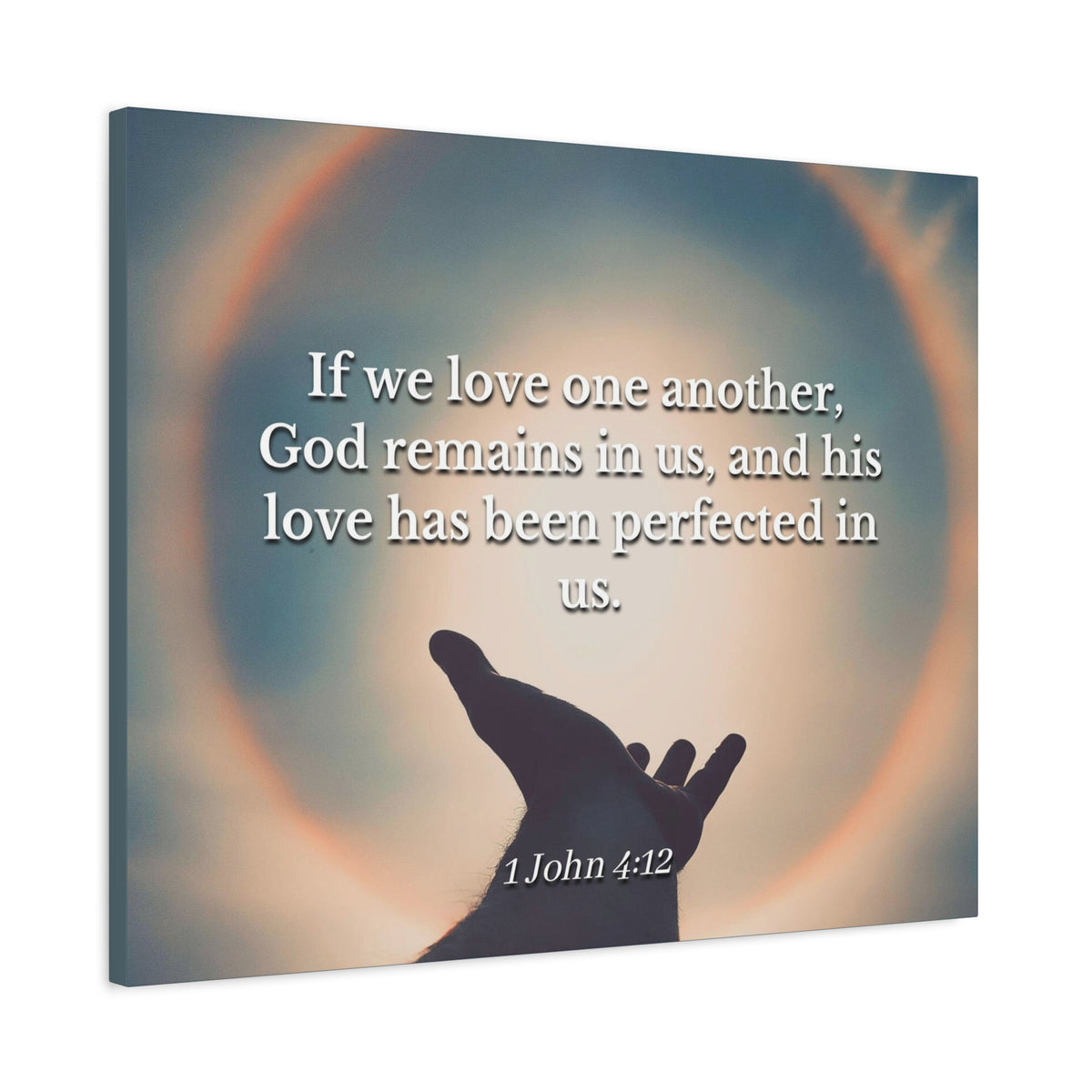 Scripture Canvas Love Is Perfect 1 John 4:12 Christian Wall Art Bible Verse Print Ready to Hang